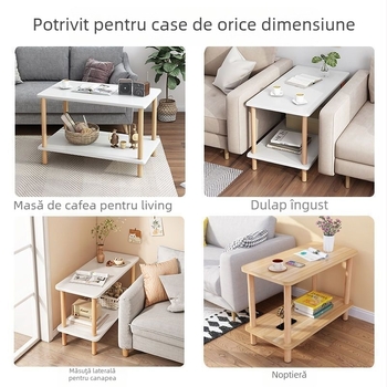Masă mică multifuncțională pentru sufragerie, blat de marmură, cadru din lemn, cu role, design simplu modern, montaj ușor