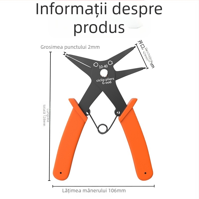Clește circlip Maibu – cu dublă utilizare, interne/externe, cap 25 mm, unghi cap 45°, greutate 108 g, instrument unic, elasticitate de lungă durată