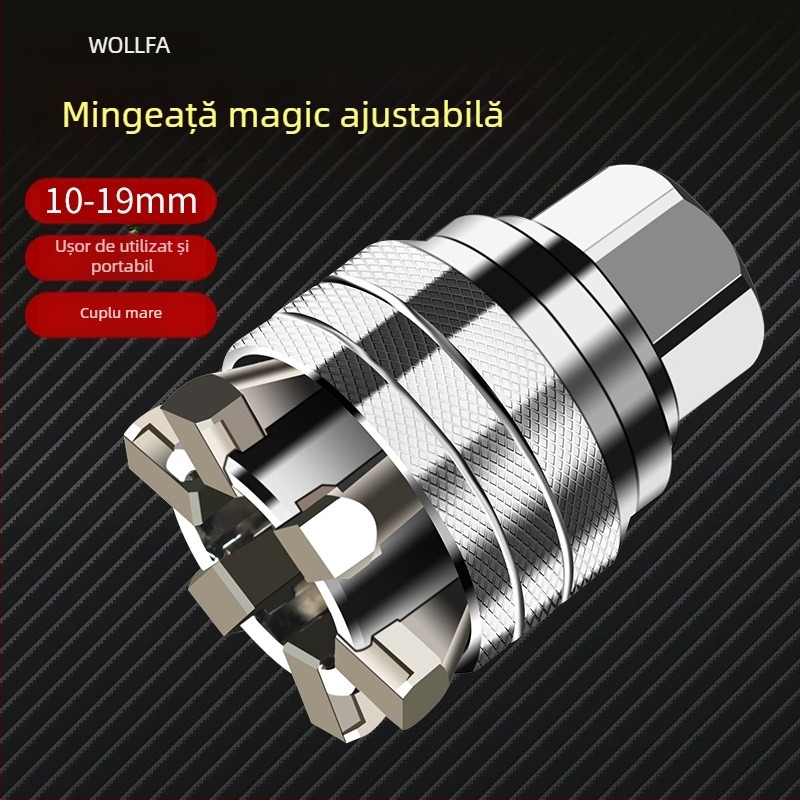 Wallfan Set universal de chei cu soclu — Reglabil, Instrument multifuncțional cu soclu, Cr-V oțel aliat, Finisaj lucios