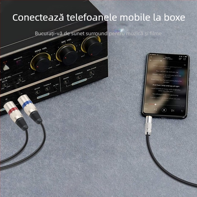 Cablu audio 3,5mm la 2×XLR, nucleu din cupru, placare aur, RoHS certificat