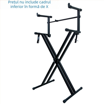 HAOYANG HY-JG01 Suport pentru organ electronic — Stativ metalic înălțat pentru tastatură, cu tub X, două niveluri