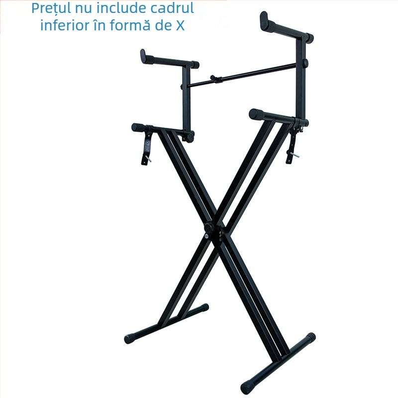 HAOYANG HY-JG01 Suport pentru organ electronic — Stativ metalic înălțat pentru tastatură, cu tub X, două niveluri