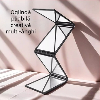 oglindă pliabilă cu patru fețe pentru tuns acasă, vedere a ceafei, oglindă de makeup, ramă ABS