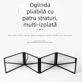 oglindă pliabilă cu patru fețe pentru tuns acasă, vedere a ceafei, oglindă de makeup, ramă ABS