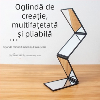 Oglindă de machiaj Sa Qi, cu ramă ABS și oglindă argintie, fără energie electrică