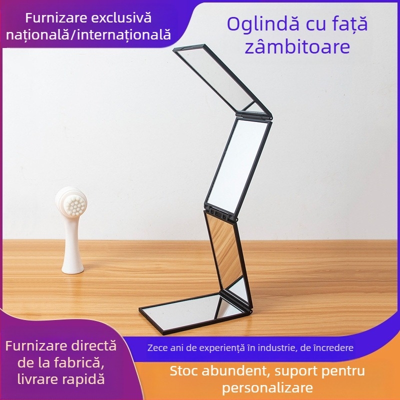 Oglindă de machiaj Sa Qi, cu ramă ABS și oglindă argintie, fără energie electrică