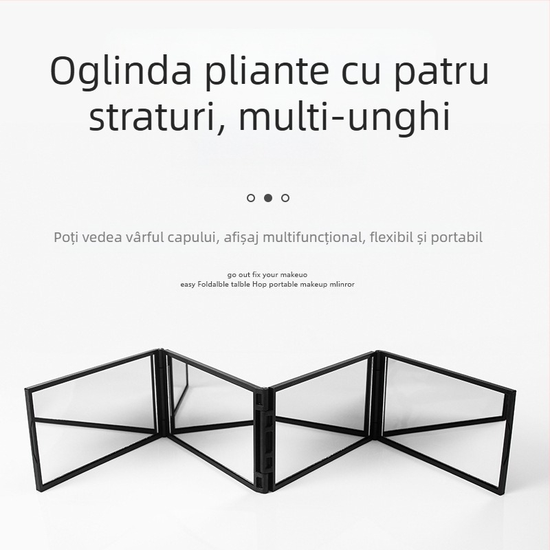 Oglindă de machiaj Sa Qi, cu ramă ABS și oglindă argintie, fără energie electrică