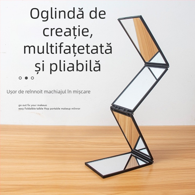 Oglindă de machiaj Sa Qi, cu ramă ABS și oglindă argintie, fără energie electrică