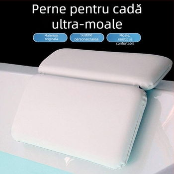 Pernă de baie dreptunghiulară din PVC cu ventuză, impermeabilă și antiderapantă, pernă cervicală gonflabilă
