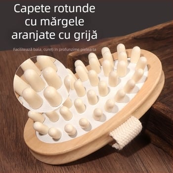 Masajer corporal din lemn cu cap bulat pentru masajul spatelui (Brand: Nanxi; Material: Hemu; Categoria: Air cushion comb; Public țintă: persoane obișnuite)