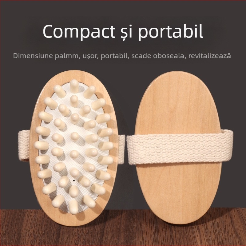 Masajer corporal din lemn cu cap bulat pentru masajul spatelui (Brand: Nanxi; Material: Hemu; Categoria: Air cushion comb; Public țintă: persoane obișnuite)