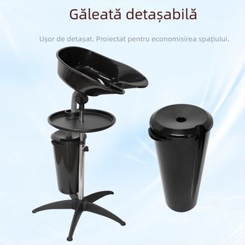 Bazin portabil pentru spălatul părului, în poziție șezândă, pentru uz acasă sau în salon, ușor, din PP, potrivit pentru gravide și persoane în vârstă