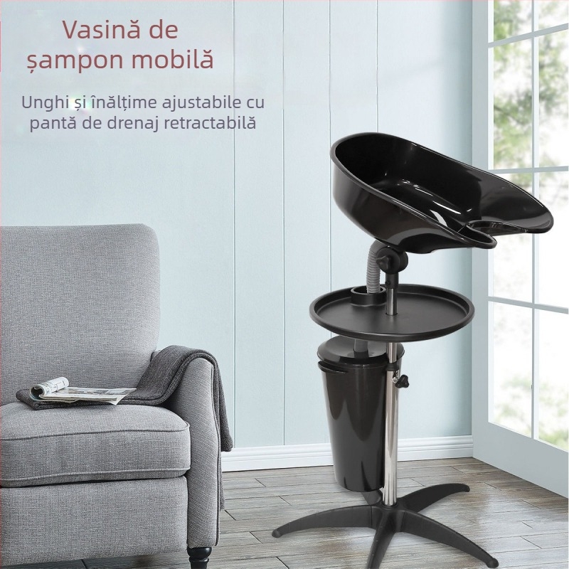 Bazin portabil pentru spălatul părului, în poziție șezândă, pentru uz acasă sau în salon, ușor, din PP, potrivit pentru gravide și persoane în vârstă