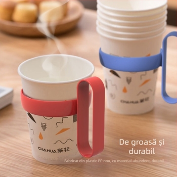 Suport din plastic pentru pahare de unică folosință din hârtie, izolație termică și mâner mare