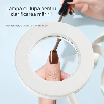 Lampa de birou cu lupă 5x, alimentare USB, clemă metalică, braț flexibil 360°, reglaj de culoare în trei nuanțe și 10 niveluri de luminozitate