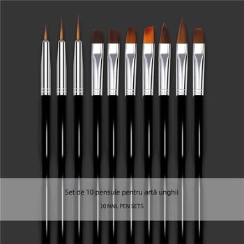 Set pensule pentru manichiură – Rod Pen model, 10 buc., YUJIA