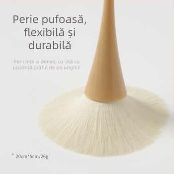 Perie pentru praf de unghii, JMOFO, mâner lung, peri moi, marcă autohtonă