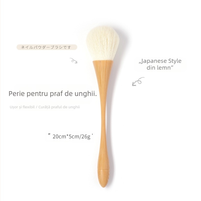 Perie pentru praf de unghii, JMOFO, mâner lung, peri moi, marcă autohtonă