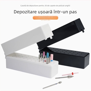 Cutie de depozitare și afișare pentru capete de șlefuire ale unghiilor, 30 găuri, plastic, 60 g