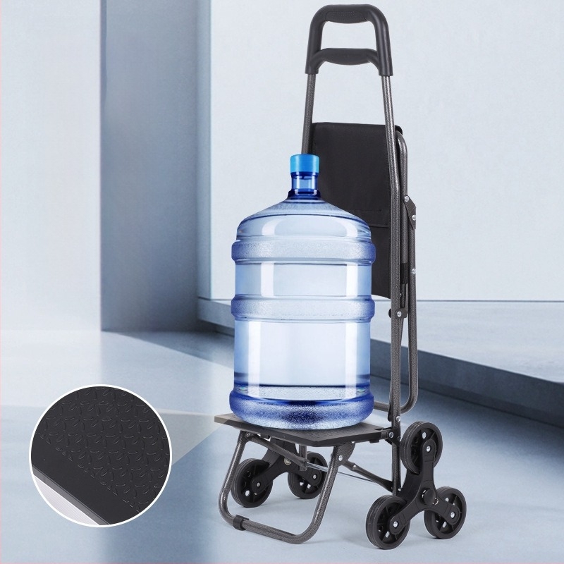 Cărucior de cumpărături pliabil, cu taburet, portabil, mobil, sarcină maximă 60 kg