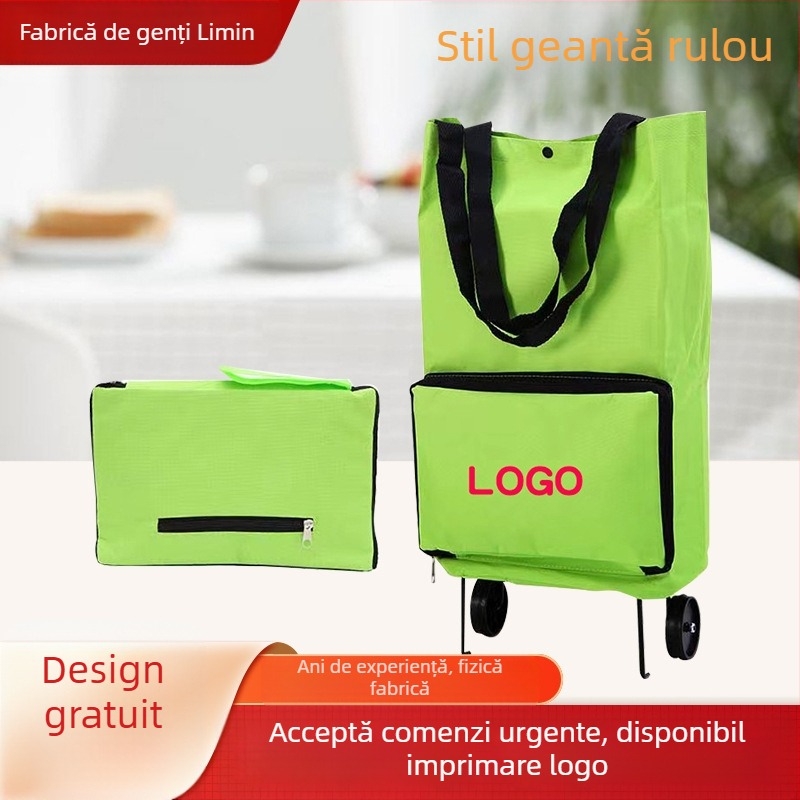 Geantă de cumpărături cu roți, țesătură Oxford impermeabilă, imprimare personalizabilă, transfer termic, capacitate 15 kg