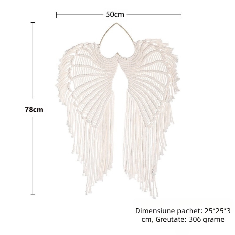 Pandant de perete - fir de bumbac, aripi de înger țesute manual, tapiserie, stil pastoral, fabricat în Yiwu