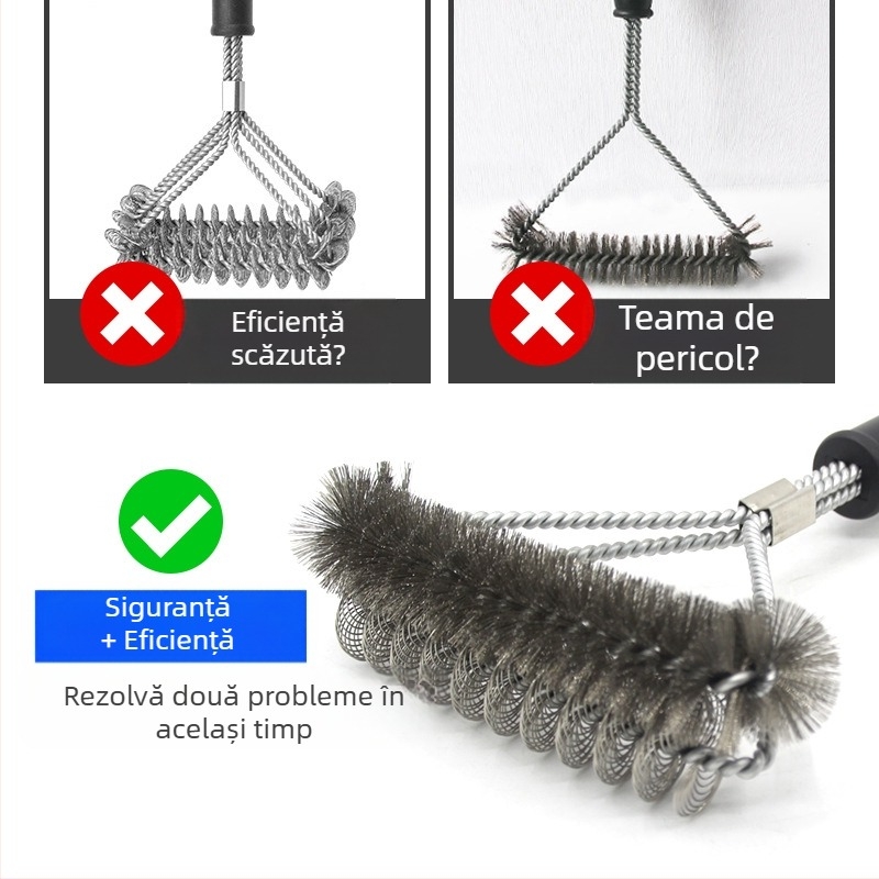 Perie dublă pentru grătar cu peri din sârmă de oțel și arc, mâner PP, pachet de 50 buc.