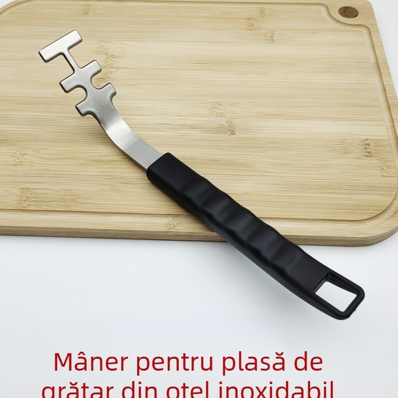 Ridicător de grătar din oțel inoxidabil – Hinyu, mâner antiarși, unealtă BBQ multifuncțională