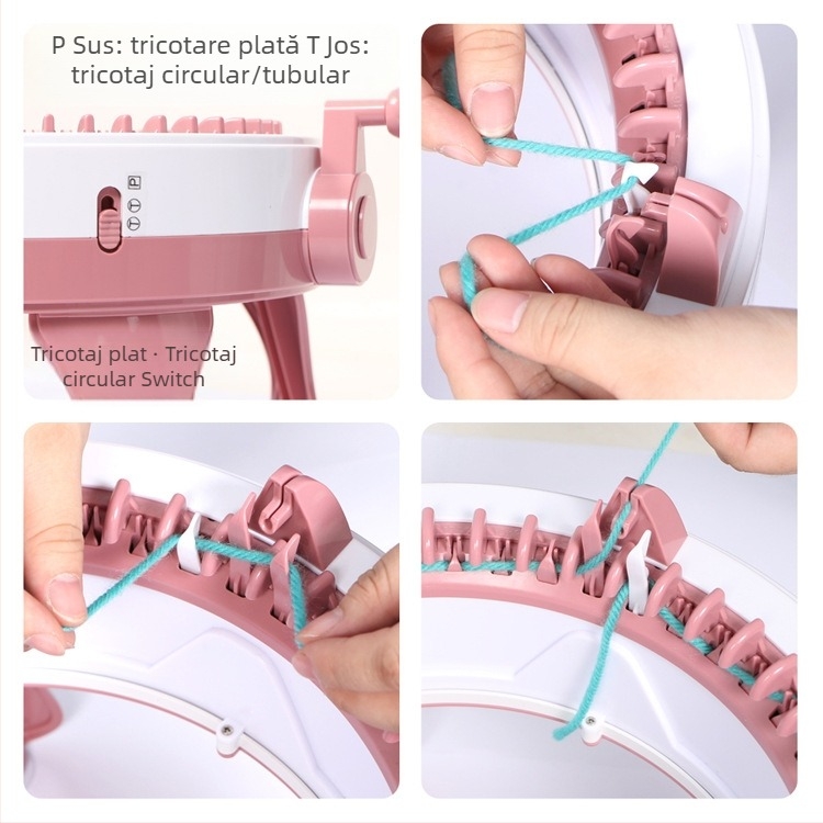 Mașină de țesut lână — ambalaj cu cutie color, construcție din plastic, potrivită pentru toate vârstele, categorie: Mașină de țesut lână