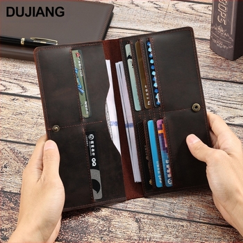 DUJIANG Portofel bărbat din piele naturală și clutch – Piele superioară de vită, rezistență la uzură, buzunar multifuncțional pentru monede, stil urban