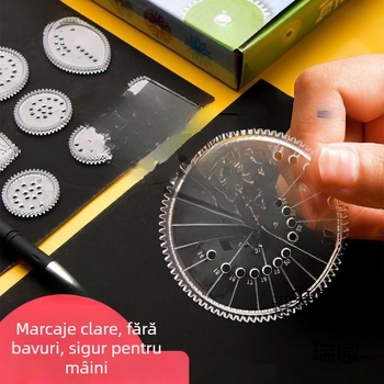 Set rigle pentru copii cu șabloane de desen, din plastic, model 65448, cod 5dygpbkk