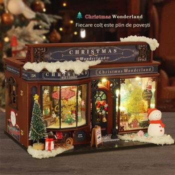 Model arhitectural din lemn pentru asamblare – Cabana ET001-A, Lumea Crăciunului, 14+