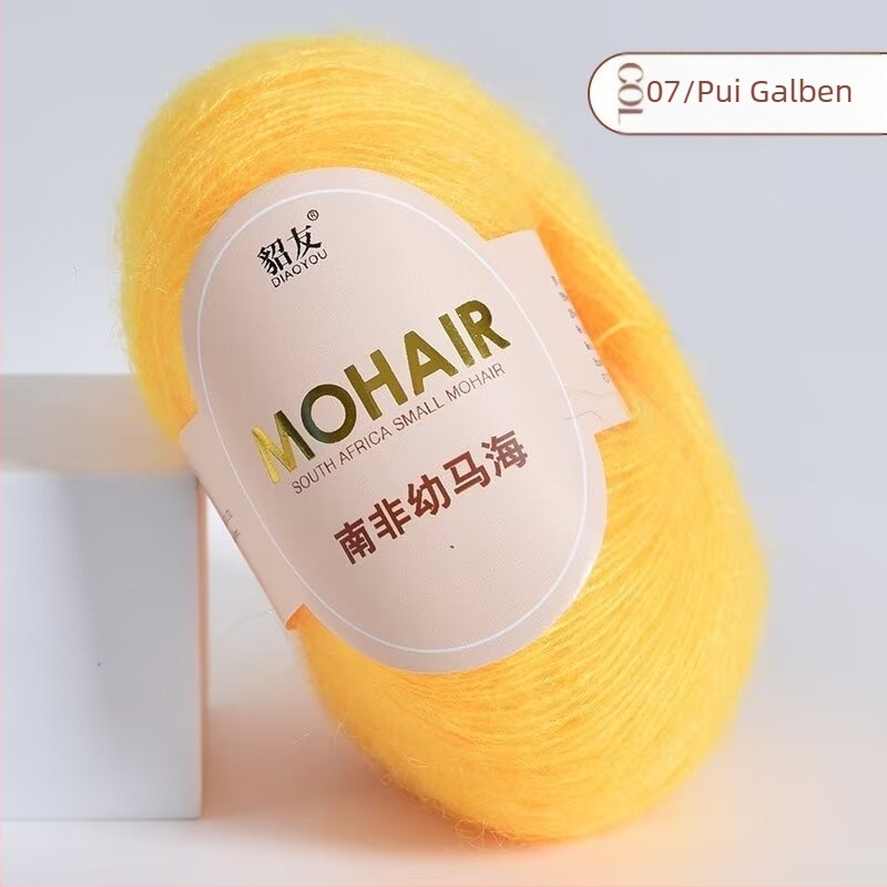 Fir mohair pentru tricotat manual – tors pe fus, fire grup
