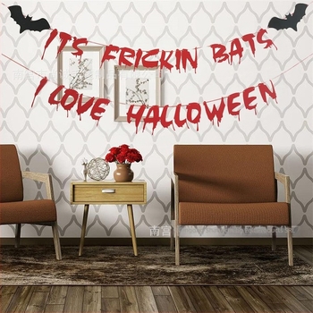 Propen decor pentru Halloween pentru amenajarea spațiului cu panglici din hârtie/felt și stegulețe; cadou potrivit; pentru petreceri și concerte