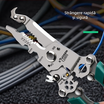 XTuosen Clești pliabili pentru decuiparea cablurilor, cu tăiere și crimpare – lame ascuțite, greutate 0,22 kg