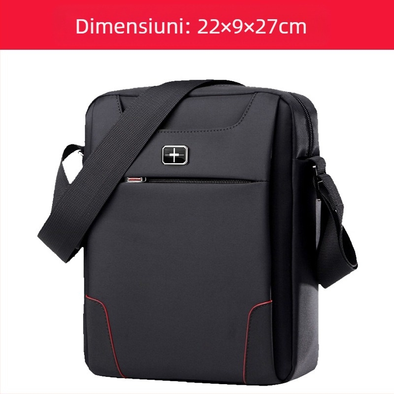 SWICKY Geantă de umăr pentru bărbați — stil de drum de afaceri, Material poliester, Căptușeală poliester, Model solid