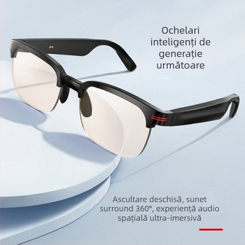 GS200 ochelari inteligenți Bluetooth cu sunet direcțional — control tactil, baterie 150 mAh, material PC+ABS, rază fără fir 5–10 m, funcții: apeluri și muzică