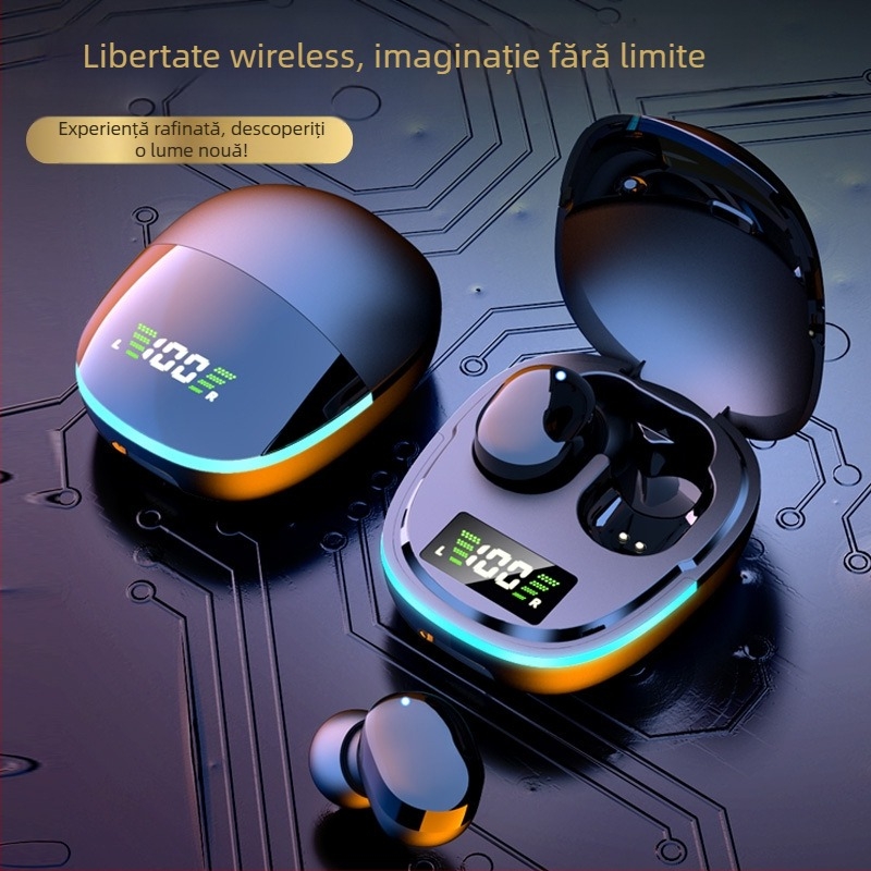 Căști Bluetooth fără fir, stereo in-ear, Bluetooth 5.1, rază 10 m, NFC, control vocal, autonomie 8+ ore