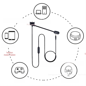Cablu audio pentru căști BOSE QC35 cu microfon detașabil, placare aur, miez de cupru de înaltă puritate, cablu TPE flexibil, ROHS