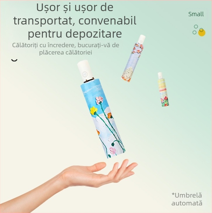Umbrelă cu deschidere și închidere automate, cadru din oțel cu 8 arce, țesătură 190T, protecție UV UPF 40+, mâner din plastic