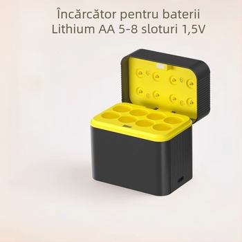 Încărcător inteligent pentru baterii AA, 8 compartimente, port Type-C, intrare 5V/2A, ieșire 5V DC 2A