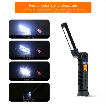 Lumină de lucru – lampă de cort pliabilă multifuncțională, LED magnetic pentru exterior și întreținere auto