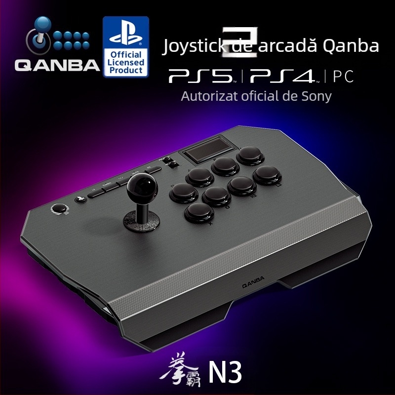 QANBA N3 joystick arcade, cu USB, compatibil PS5/PS4/PC, carcasă din plastic, stil Esports