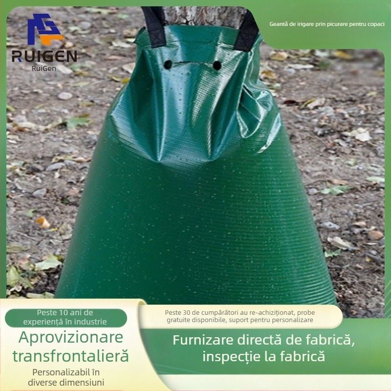 Sac de irigare prin picurare pentru grădină, reutilizabil pentru pomi fructiferi, prevenire secetă (20 galoni, PVC)