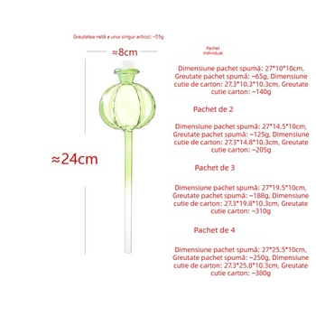 Instrument automat de udare a plantelor, sticlă transparentă din borosilicat, irigare prin picurare, finisaj periat