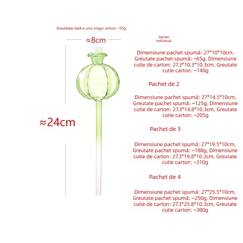 Instrument automat de udare a plantelor, sticlă transparentă din borosilicat, irigare prin picurare, finisaj periat