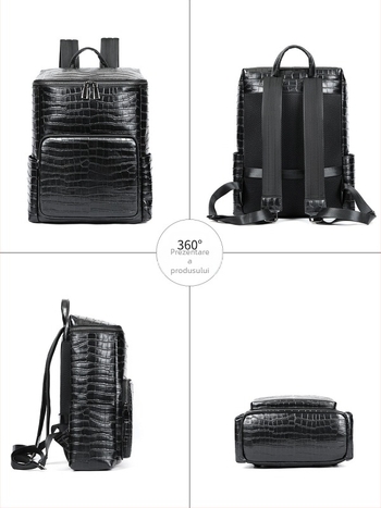 Rucsac din piele adevărată pentru bărbați – piele de top layer, bretele cu pernă, capacitate sub 20 L, compatibil cu laptop de 15 inch, pentru călătoriile de afaceri