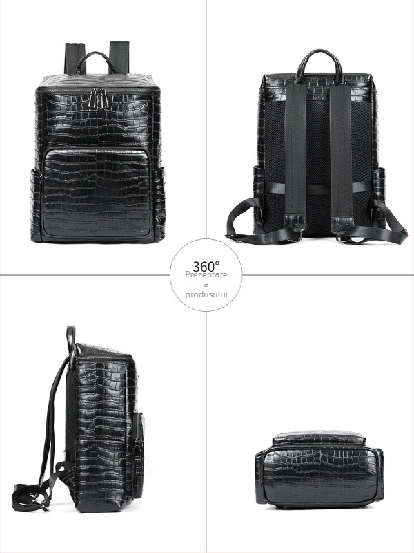 Rucsac din piele adevărată pentru bărbați – piele de top layer, bretele cu pernă, capacitate sub 20 L, compatibil cu laptop de 15 inch, pentru călătoriile de afaceri