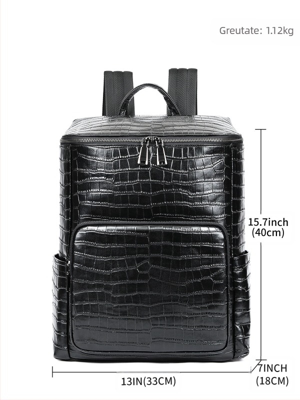 Rucsac din piele adevărată pentru bărbați – piele de top layer, bretele cu pernă, capacitate sub 20 L, compatibil cu laptop de 15 inch, pentru călătoriile de afaceri