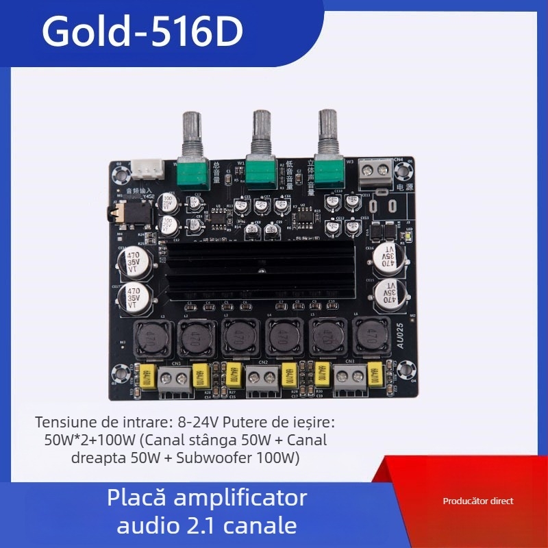 Amplificator TPA3116 – placă de amplificare digitală, 2.1 canale, 2×50W + 100W, Clasa D, fidelitate înaltă